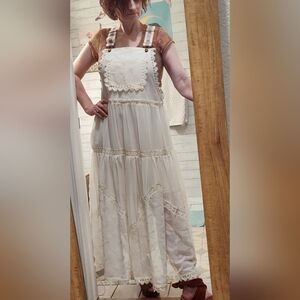 Elegant Cream Lace Maxi Overall Dress ♥️ NWOT